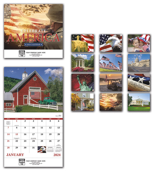 109372 2024 Celebrate America Wall Calendars 11 x 19" QTY 100