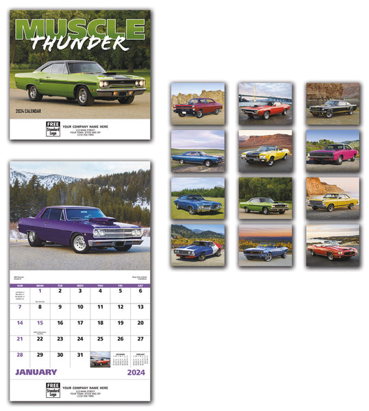 109377 2024 Muscle Thunder Wall Calendars 11 x 19" QTY 100