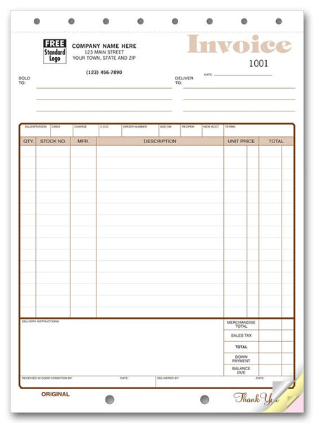 117 Furniture and Appliance Invoices 8 1/2 x 11" QTY 250